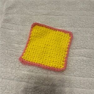 Handmade pink and yellow coaster